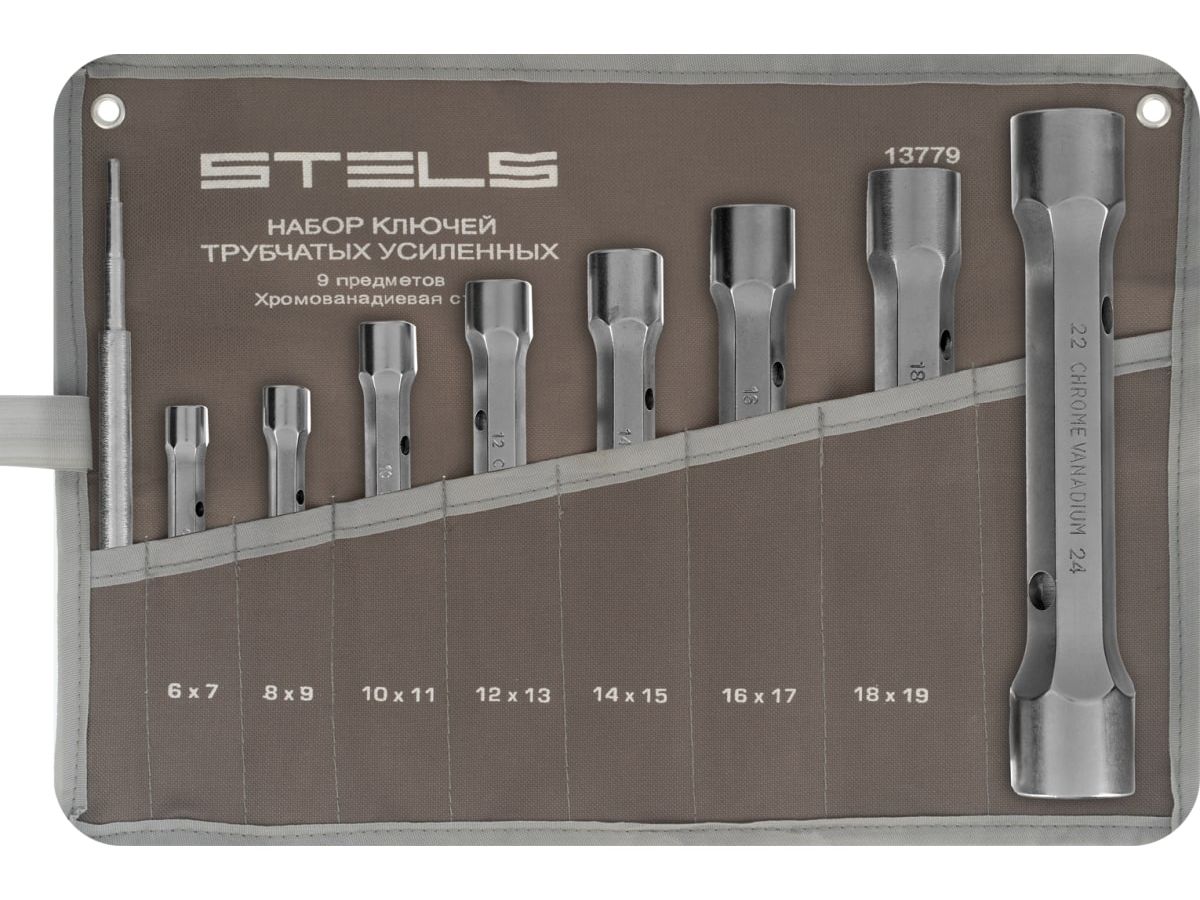 Набор ключей трубчатых торцевых усиленных, 6-24 мм, 9 шт, CrV// Stels набор шестигранников складной stels yc 286 b 8 ключей