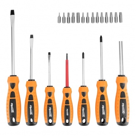 

Набор отверток + биты, 21 пред., PH + SL+ Hex + Torx, HCS, 2к рукоятка Sparta