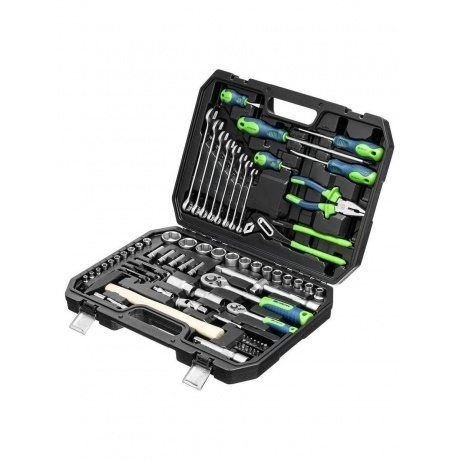 

Набор инструментов, 1/2", 1/4", пластиковый кейс 76 предметов Сибртех