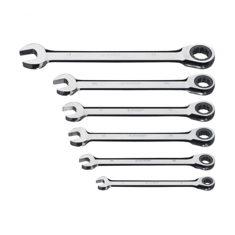 Набор комбинированных трещоточных гаечных ключей ЗУБР 6 шт, 8 - ...