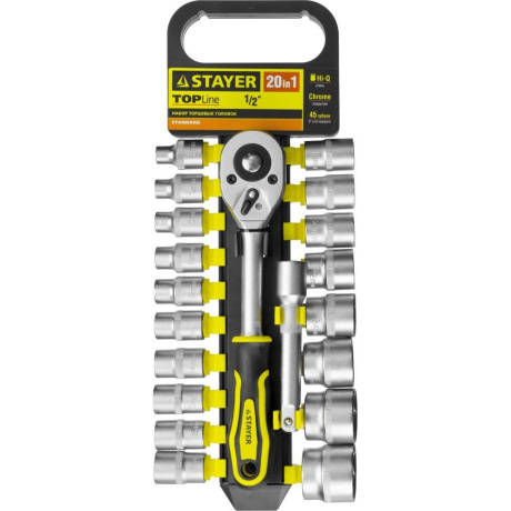 Набор торцовых головок Stayer RSS 27750-H20, 20 предметов, 20L, 1/2?