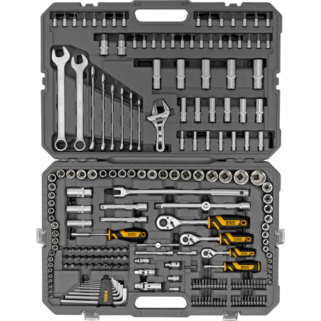 Набор инструментов DENZEL 15807, 1/2", 1/4", 3/8", CrV, S2, пластиковый кейс, 216 предметов