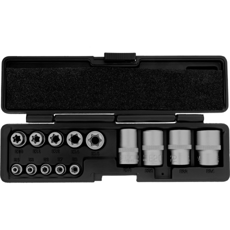 Набор головок TORX STELS 13675, 14 предметов, 1/4, 3/8, 1/2
