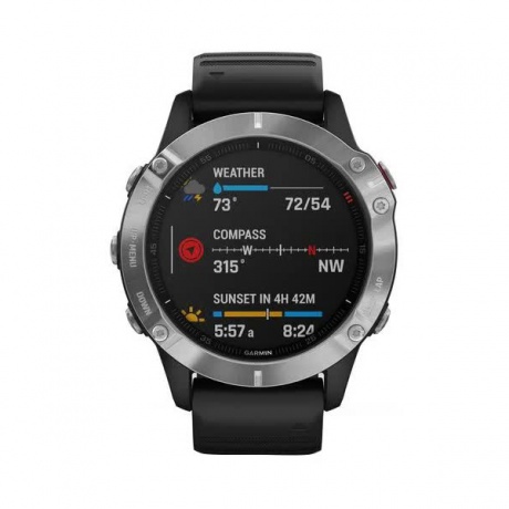 Умные часы Garmin Fenix 6 с GPS (серебристые с черным ремешком 010-02158-00) - фото 2