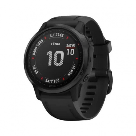 Умные часы Garmin Fenix 6S PRO с GPS (черные с черным ремешком 010-02159-14) - фото 1