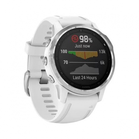 Умные часы Garmin Fenix 6S с GPS (серебристые с белым ремешком 010-02159-00) - фото 3