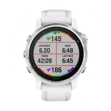 Умные часы Garmin Fenix 6S с GPS (серебристые с белым ремешком 010-02159-00) - фото 5