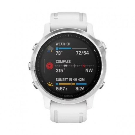 Умные часы Garmin Fenix 6S с GPS (серебристые с белым ремешком 010-02159-00) - фото 8