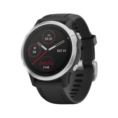Умные часы Garmin Fenix 6S с GPS (серебристые с черным ремешком 010-02159-01) - фото 1