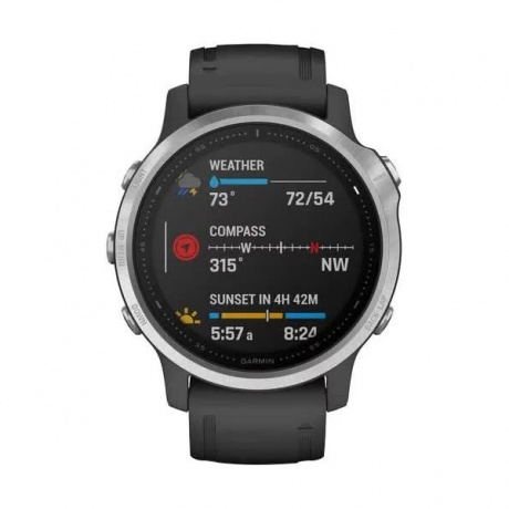 Умные часы Garmin Fenix 6S с GPS (серебристые с черным ремешком 010-02159-01) - фото 8