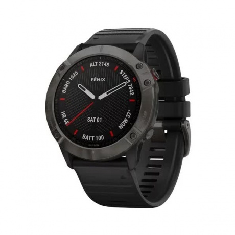 Умные часы Garmin Fenix 6X Sapphire с GPS (серые с черным ремешком 010-02157-11) - фото 1
