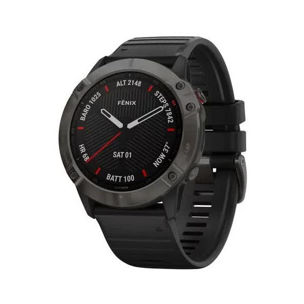 Умные часы Garmin Fenix 6X Sapphire с GPS (серые с черным ремешком 010-02157-11)