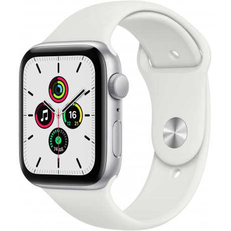 Умные часы Apple Watch SE 44mm Silver Aluminium Case with White (MYDQ2RU/A) - фото 1