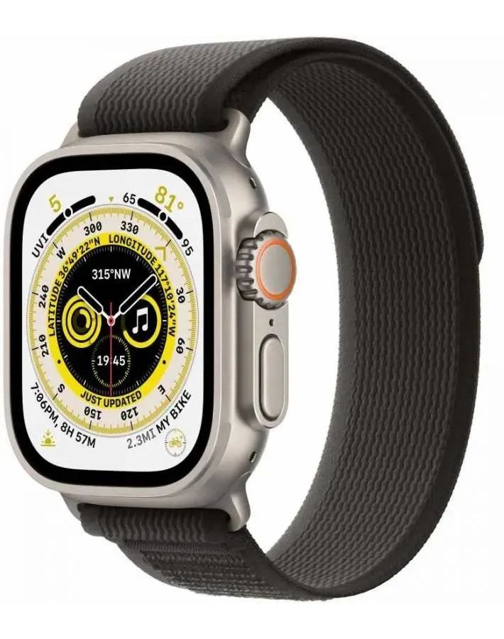 Умные часы Apple Watch 8 Ultra 49mm Titanium Case with Black/Gray M/L (MQF53LL/A) матовый чехол для apple watch ultra 2 49 мм внешний жесткий ударопрочный защитный бампер из поликарбоната для iwatch серии ultra 49 мм аксессуары