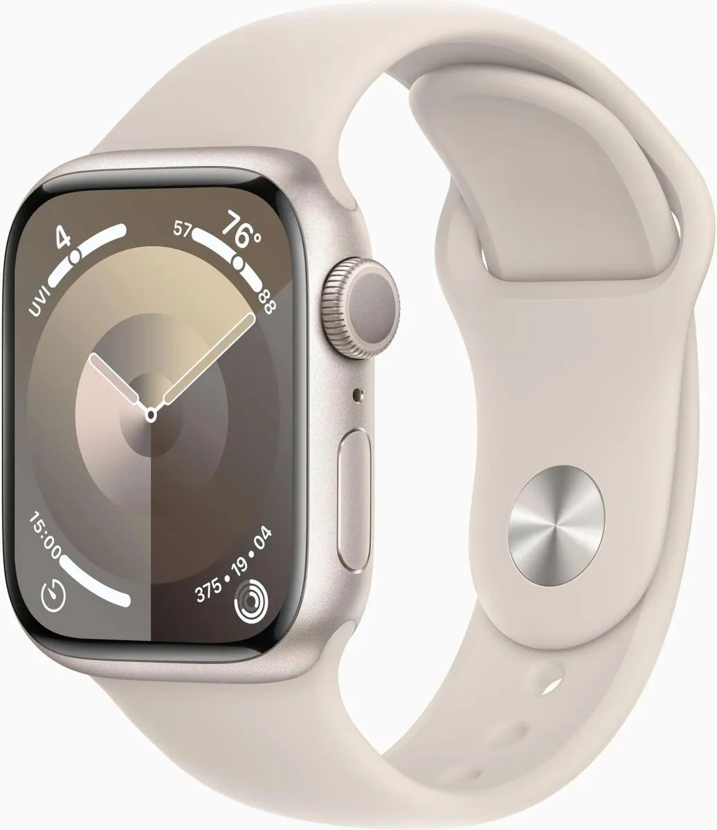 смарт часы apple watch series 9 45мм m l розовые Умные часы Apple Watch Series 9 41mm Starlight M/L (MR8U3LL/A)