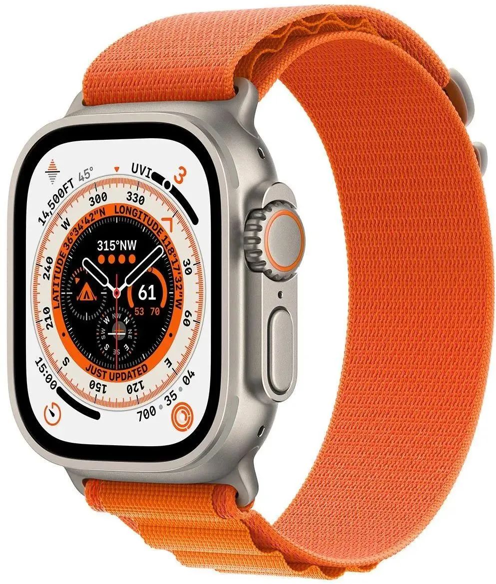 Умные часы Apple Watch 8 Ultra 49mm Titanium Case with Orange (MQEU3LL/A) фото и стекло для apple watch ultra 49 мм защита экрана от ударов бампер для iwatch ultra 49 мм аксессуары оболочка