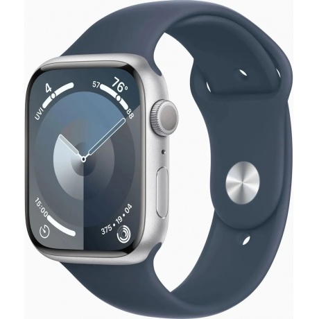 Умные часы Apple Watch Series 9 45mm Silver/Storm Blue M/L (MR9E3ZP/A) - фото 1
