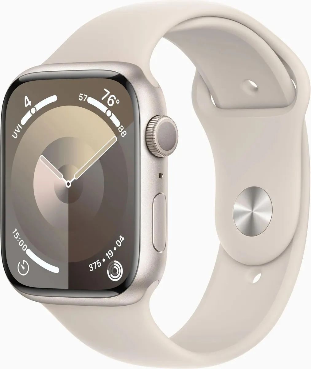 умные часы apple watch series 8 45mm sport m l mnuq3ll a starlight Умные часы Apple Watch Series 9 45mm Starlight M/L (MR973ZP/A)