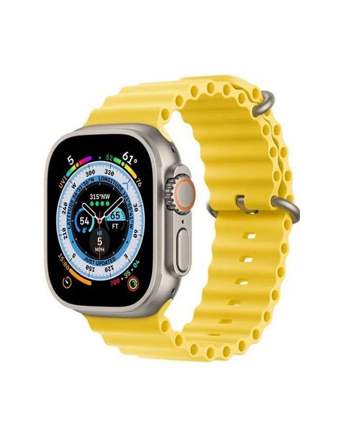 Умные часы Apple Watch 8 Ultra 49mm Titanium Case with Yellow (MNH93LL/A) чехол силиконовый глянцевый для apple watch ultra 49 мм с защитой дисплея желтый