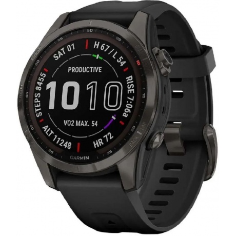 Умные часы Garmin Fenix 7S (010-02539-25) Saphire Solar/Carbon-Gray - фото 1