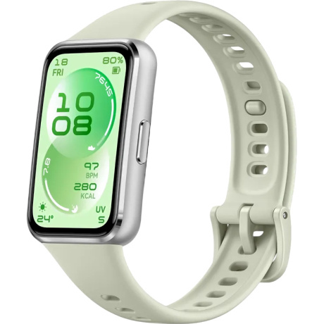 Умные часы HUAWEI Band 11 алюминевые серебристые, с зелёным ремешком