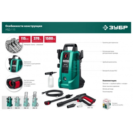 Мойка высокого давления ЗУБР 115 Атм, 1500 Вт - фото 19