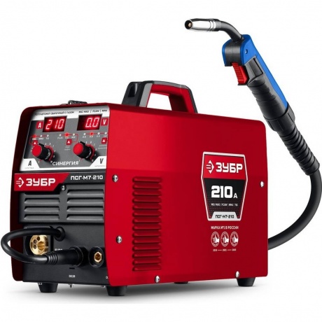 Полуавтомат сварочный ЗУБР СИНЕРГИЯ MIG MAG FCAW MMA TIG 210 А с газом без газа горелка ПСГ-220 ПСГ-М7-210 17015₽