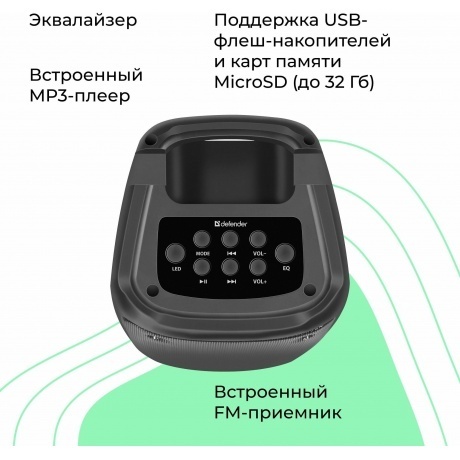 Портативная акустика Defender BLACK BOOMER 20 (65820) - фото 19