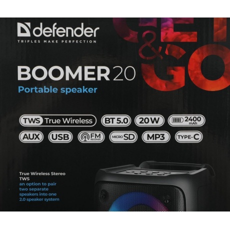 Портативная акустика Defender BLACK BOOMER 20 (65820) - фото 12
