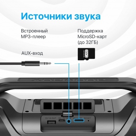 Портативная акустика Defender BLACK BEATBOX 50 (65950) - фото 19