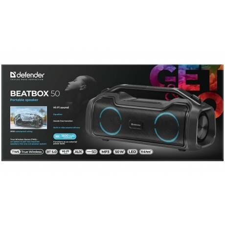 Портативная акустика Defender BLACK BEATBOX 50 (65950) - фото 24