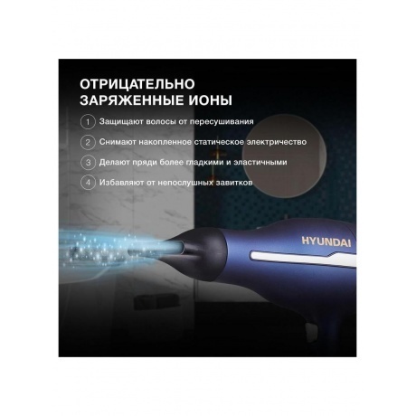 Фен Hyundai H-HDI0758 2400Вт синий/золотистый - фото 11
