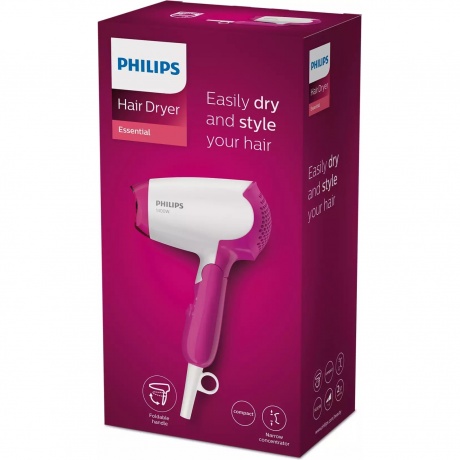 Фен Philips BHD003/00 розовый/белый, 1400 Вт, компактный - фото 4