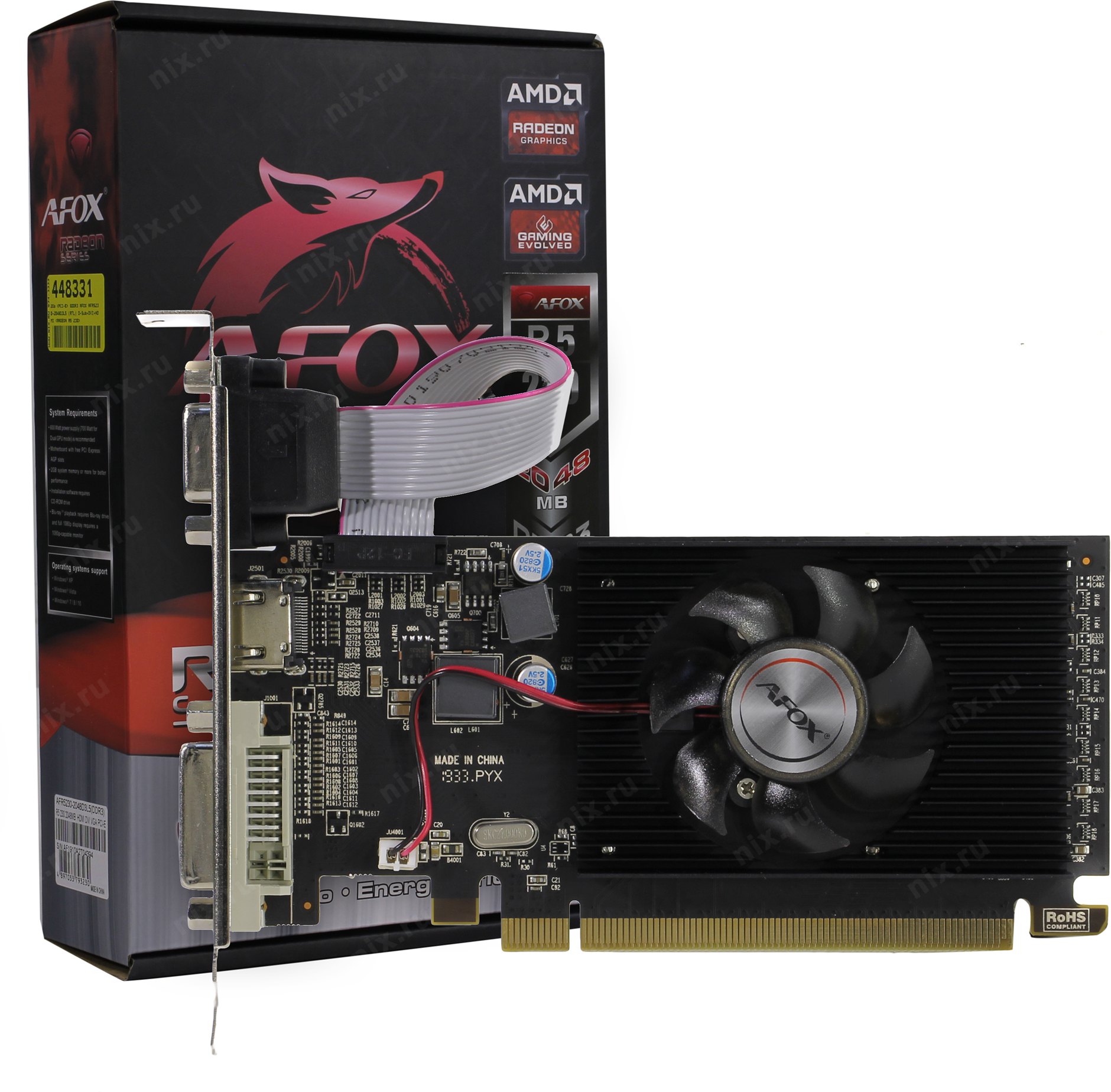 Видеокарта Afox Radeon R5 230 2Gb (AFR5230-2048D3L5) видеокарта afox geforce gt 710 af710 2048d3l5 2048mb