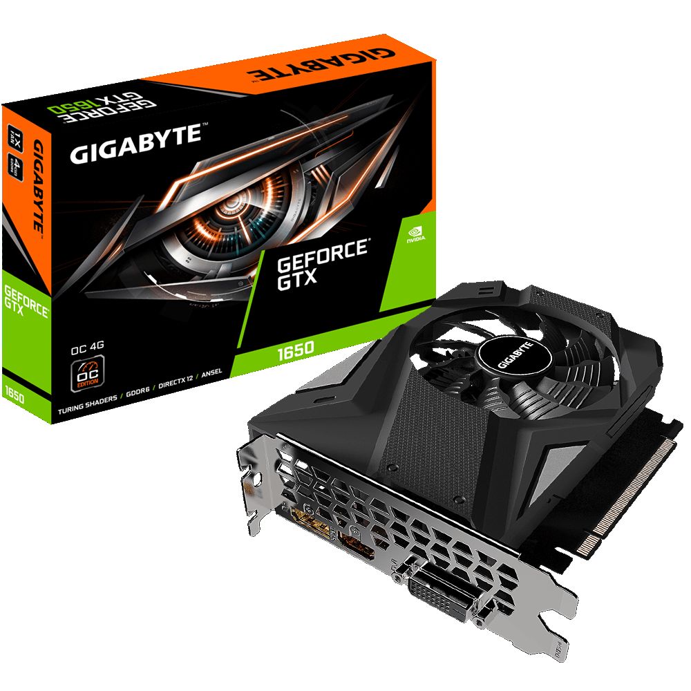 Видеокарта Gigabyte GTX1650 4GB (GV-N1656OC-4GD 4.0) видеокарта gigabyte intel arc a310 windforce 4096mb gv ia310wf2 4gd