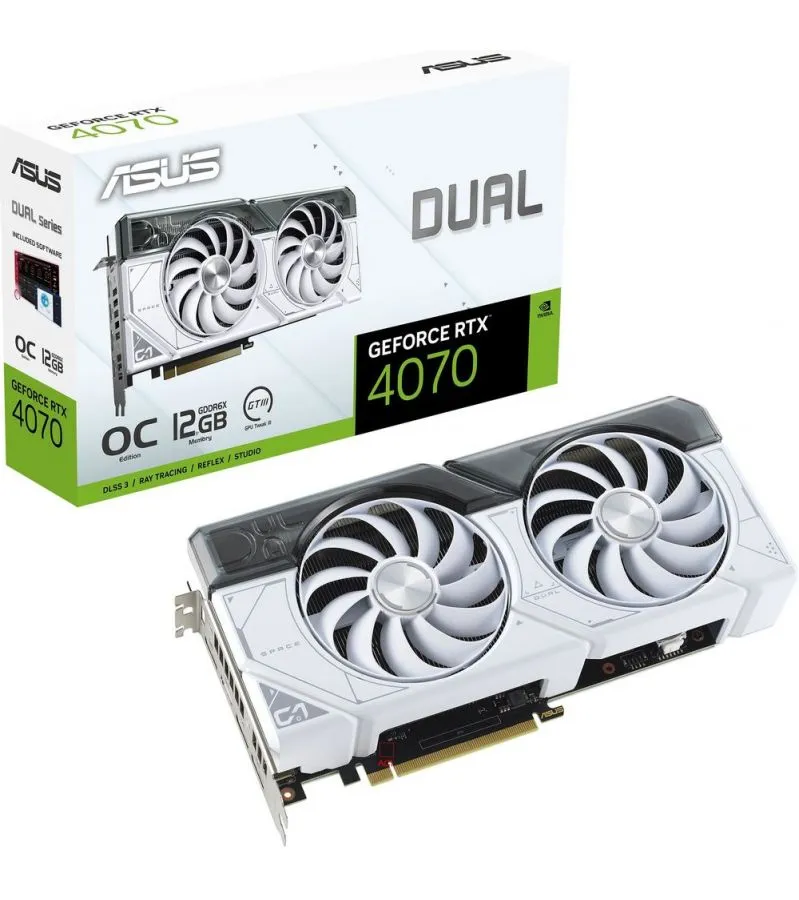 Видеокарта Asus RTX4070 12GB WHITE DUAL (90YV0IZ4-M0NA00) - фото 1