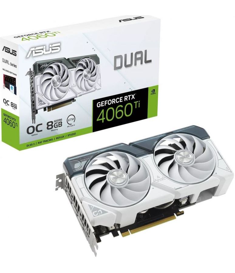 цена Видеокарта ASUS GeForce RTX 4060 Ti DUAL WHITE 8G (DUAL-RTX4060TI-O8G-WHITE)