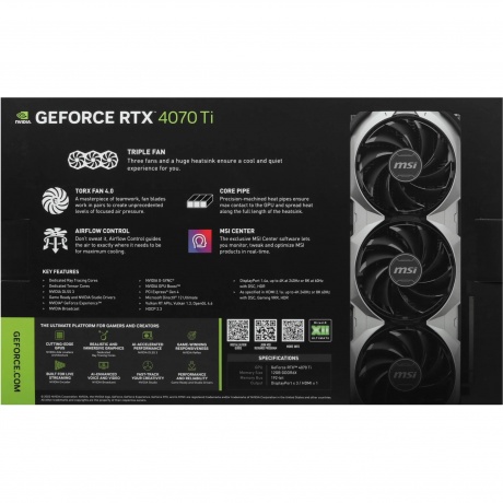 Видеокарта MSI NVIDIA GeForce RTX 4070TI 12Gb (RTX 4070 TI VENTUS 3X E112GOC) - фото 10
