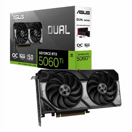 Видеокарта ASUS RTX5060Ti DUAL OC 16GB GDDR7 128bit 3xDP HDMI 2F...