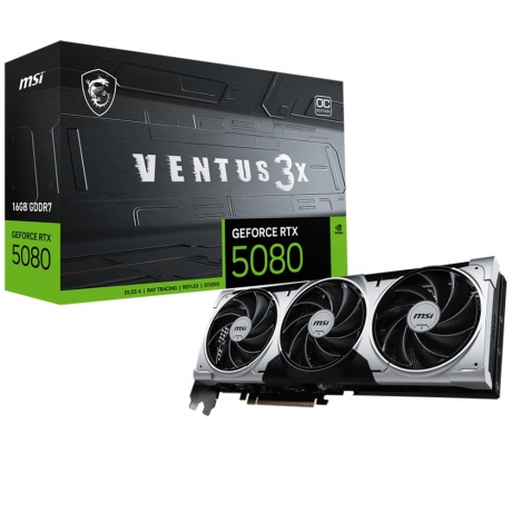 

Видеокарта MSI RTX5080 VENTUS 3X OC PLUS 16GB GDDR7 256bit 3xDP HDMI 3FAN RTL