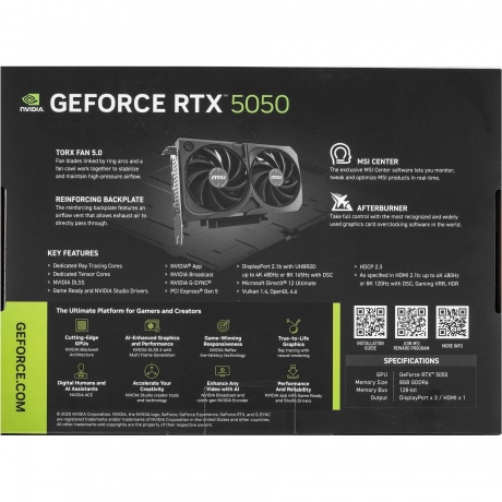 Видеокарта MSI RTX5050 SHADOW 2X OC 8GB GDDR6 - фото 8