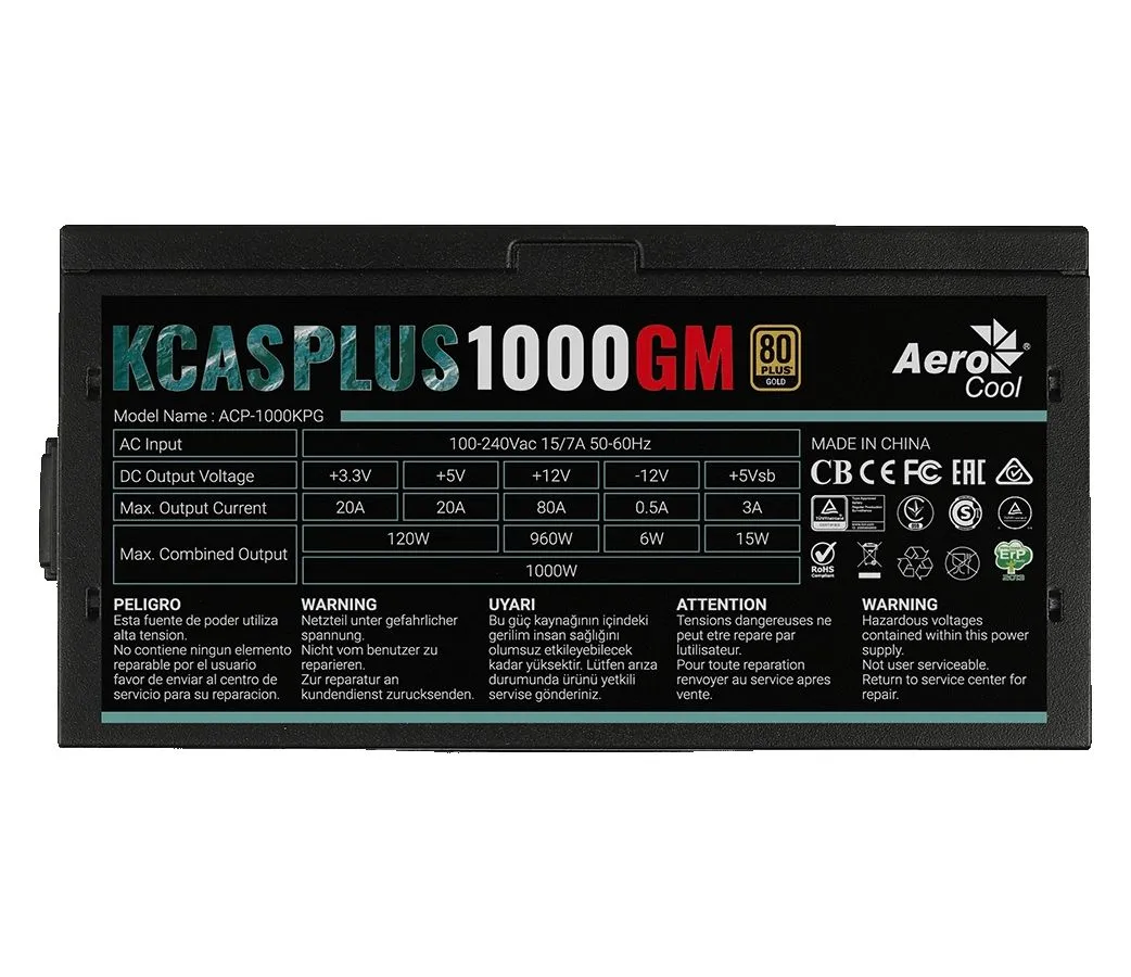 Блок питания Aerocool ATX 1000W KCAS PLUS 1000GM - фото 7