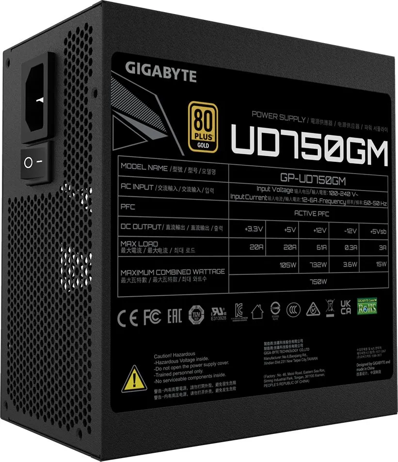 Блок питания Gigabyte ATX 750W (GP-UD750GM) - фото 3