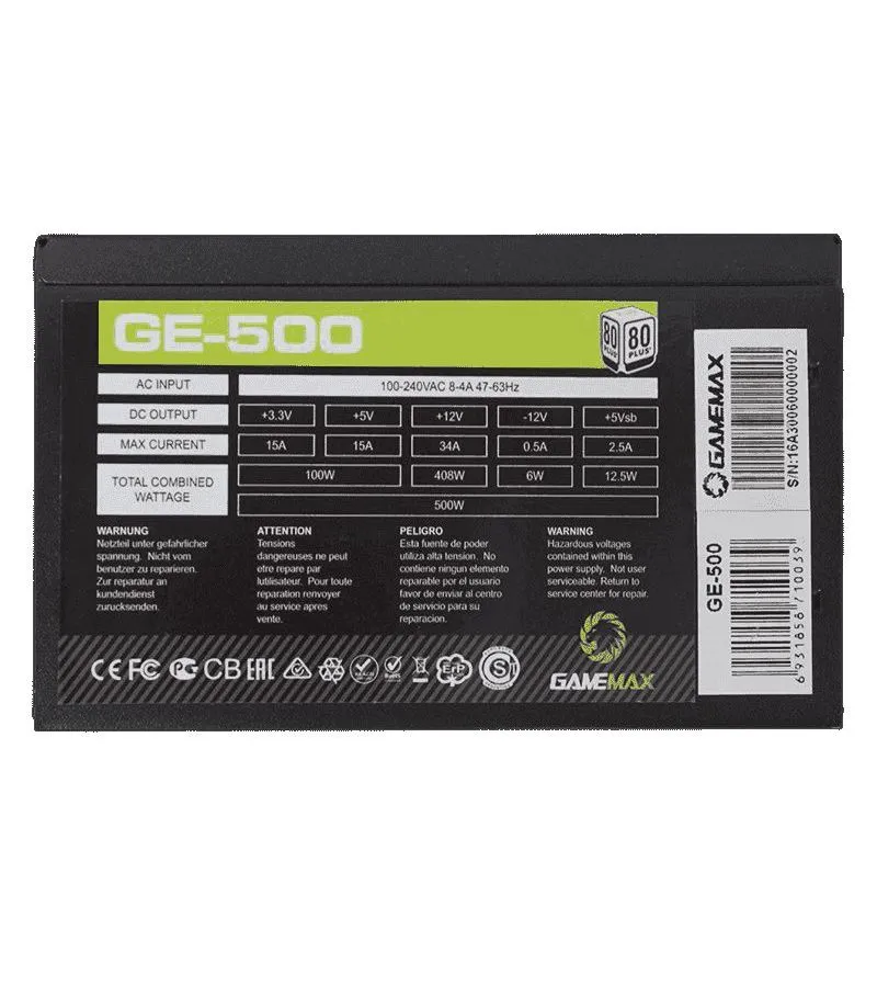 Блок питания GameMax ATX 500W GE-500 - фото 2
