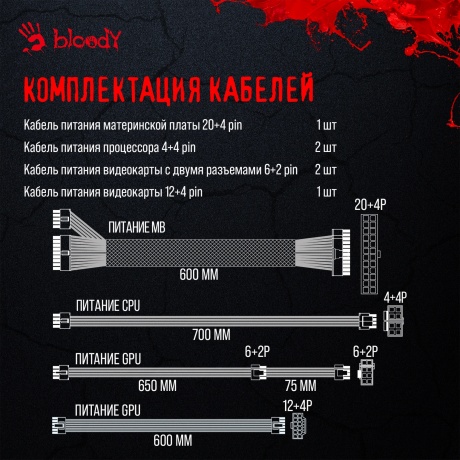 Блок питания Bloody ATX 1250W BD-PS1250P 80+ Platinum - фото 19