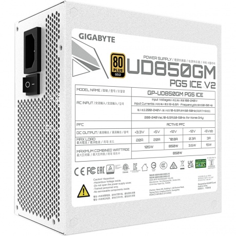 Блок питания ATX 850W GP-UD850GM PG5 ICE GIGABYTE - фото 5