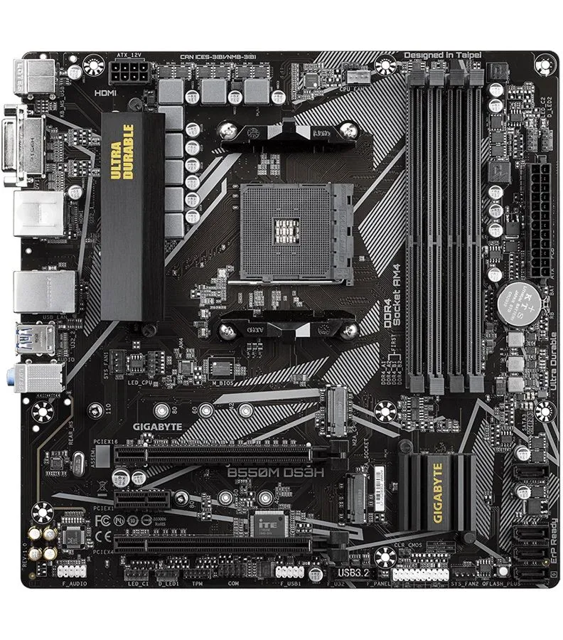 Материнская плата Gigabyte B550M DS3H Socket AM4 - фото 2
