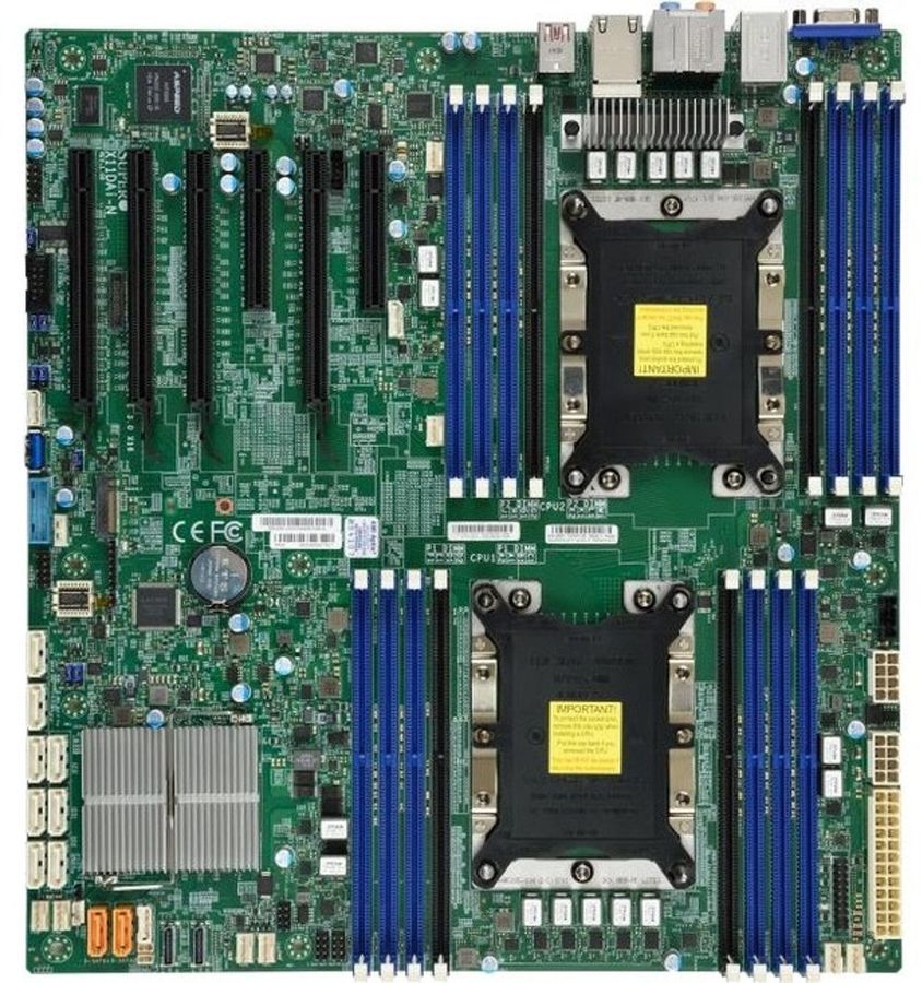 Материнская Плата SuperMicro MBD-X11DAI-N-B Soc-3647 supermicro mbd x11dpi n b серверная материнская плата x11dpi n motherboard dual socket p lga 3647 supported cpu tdp support 205w 2 upi up to 10 4