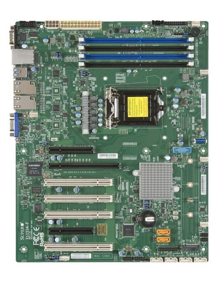 Материнская плата Supermicro MBD-X11SSA-F LGA 1151 (MBD-X11SSA-F-B) supermicro mbd x11dpi n b серверная материнская плата x11dpi n motherboard dual socket p lga 3647 supported cpu tdp support 205w 2 upi up to 10 4