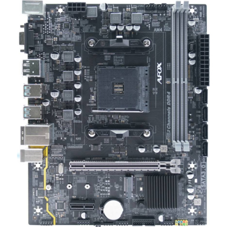 Материнская плата AFOX B550-MA-V4, AM4, AMD B550, 2xDDR4, 4xSATA, 1xM.2, 1xPCIe 3.0 x16, 1xPCIe 3.0 x1, 1xVGA, 1xHDMI, 1xDP, 1x1Gb LAN, 4xUSB-A 5Gbps, 2xUSB-A 2.0, 5.1, mATX